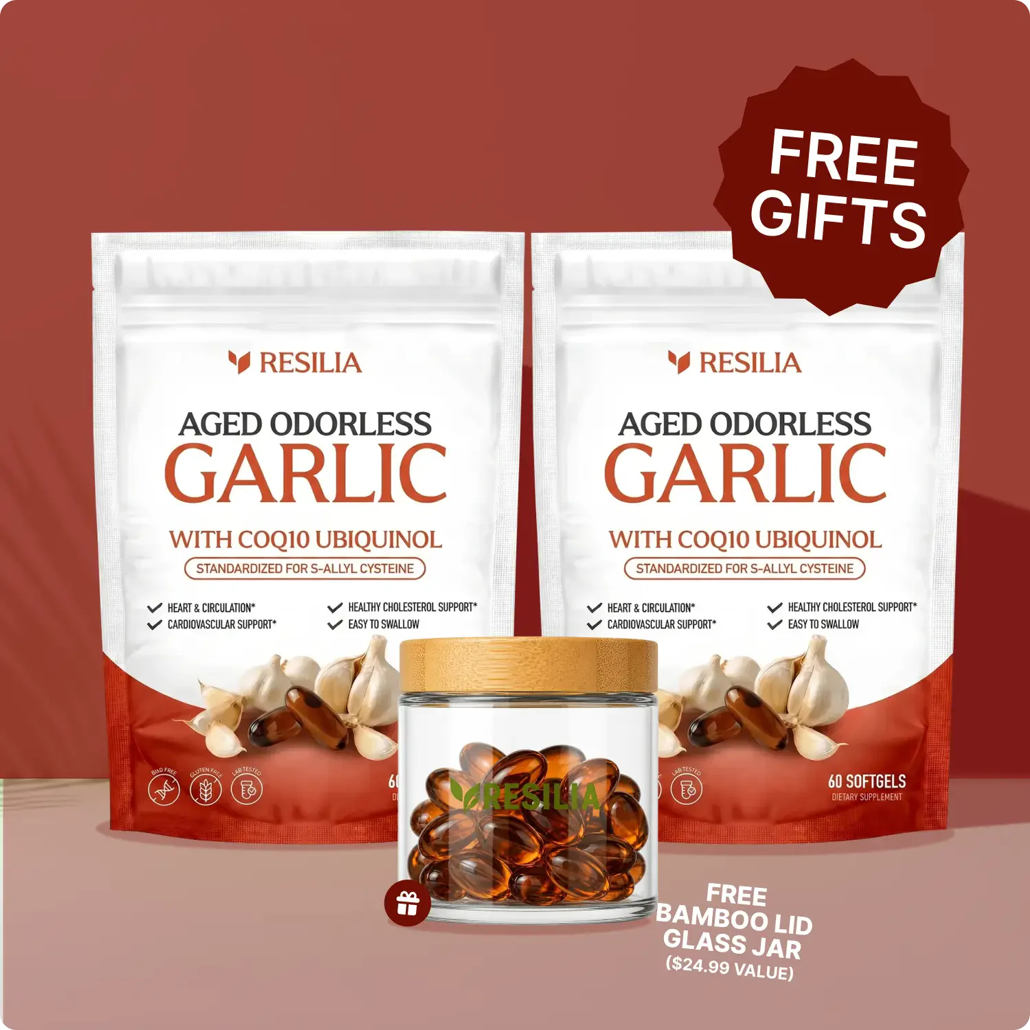 Resilia Aged Odorless Garlic supplement