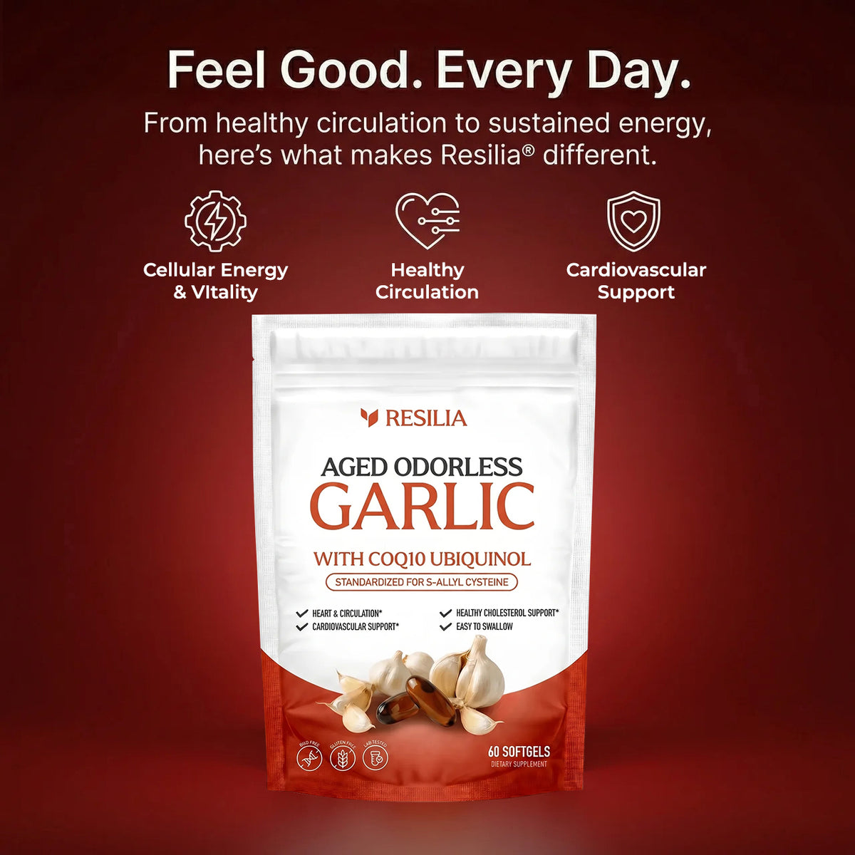 Resilia Aged Odorless Garlic daily cardiovascular support
